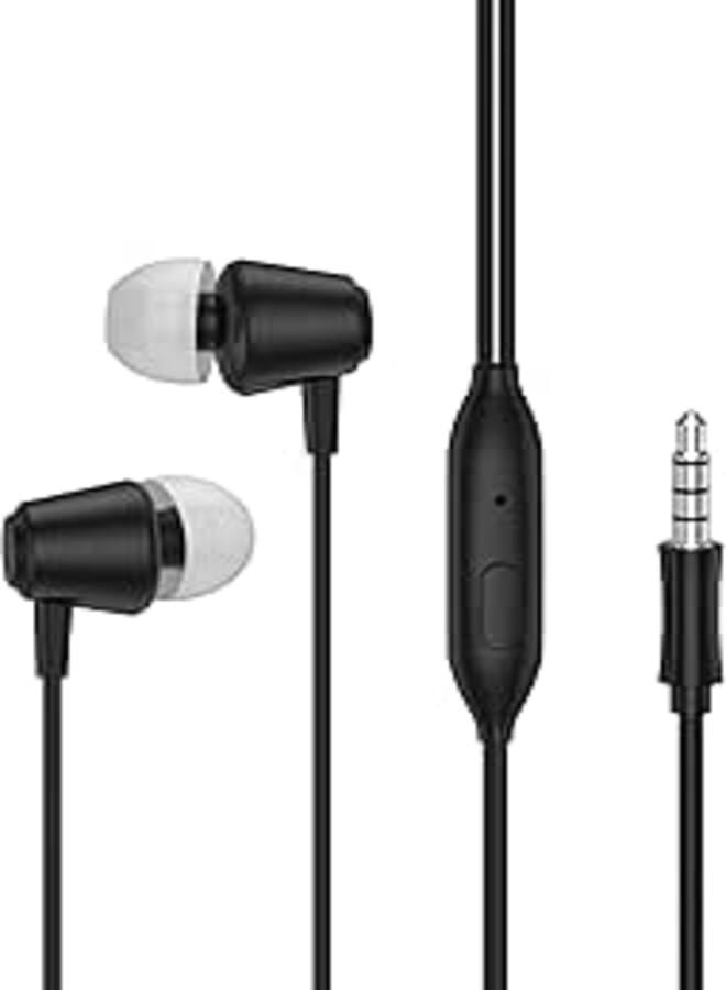 Tingwode S6 Metal Pure Sound Earphone With Microphone And Comfortable Wearing Design Practical For Mobile Phones 1.2 Meter - Black
